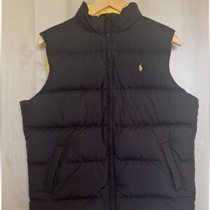Polo by Ralph Lauren Boy Black Puffer Vest with Gold Logo